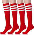 4-pack knähöga strumpor Kompatibel med kvinnor, vardagsstrumpor - Yvan Red white