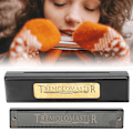 Miniatyrbillede 8 af 8: Professionel Mundharmonika Diatonisk Harpe Børnegave Polyfonisk C-nøgle 24-huls (blank sort)