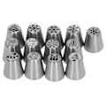 Miniatyrbilde 1 av 8: 13 stk juleblomster frostspisser dyser i rustfritt stål DIY kake dekorasjon tips for muffins dekorasjon