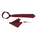 Miniatyrbilde 3 av 7: Slipssett Casual Business Style Polyester Garn Striper Vanlig Svart Boks Mansjettknapper Slipssett for Bryllup Møter
