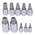 Pikkukuva 2 / 8: 10 kpl Triple Square Spline Bit Sockel M4 - M18 1/4in 3/8in 1/2in Drive CR V Bit Sockel Set säilytyslaatikolla