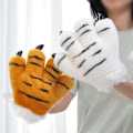 Miniatyrbilde 3 av 5: Tigerklo Plush-hansker - Gul Tigerkostyme Håndvarmer