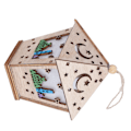 Miniatyrbillede 6 af 8: Træ LED-hængende husform pynt Ramadanfestivaler indendørs dekorationer (A)