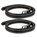 Miniatyrbillede 6 af 8: Et par engelske sadelstigbøjle stropper blødt læder mikrofiber spænde i rustfrit stål Sort