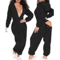 Lang, varm, børstet pyjamas med body, Tw black s