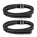 Miniatyrbillede 5 af 8: Et par engelske sadelstigbøjle stropper blødt læder mikrofiber spænde i rustfrit stål Sort