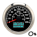 Miniatyrbillede 1 af 8: 85 mm GPS-fartmåler 0-200 MPH 0-300 km/h IP67 Vandtæt Digital Farverig Baggrundsbelysning Tureteller til RV Båd Sort
