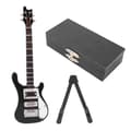 Miniatyr tre-simulering elektrisk gitarrmodell Musikkinstrumentpynt Gaver Svart