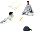 Miniatyrbillede 1 af 8: Nødsituationsttelt med sovepose, nødblanket, termisk overlevelsesly til camping, vandreture og udendørsaktiviteter