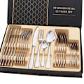 Miniatyrbild 4 av 5: Bestickset rostfritt stål glansigt 24 delar biffkniv gaffelskedset för restaurang silver