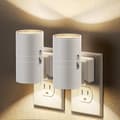 Wall-mounted adjustable night light with light sensor warm white 3000K brightness adjustable from 0-100 lumens two-pack.