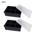 Large Ice Cube Tray with Lid, 2-Pack Stackable 2-inch Large Square Silicone Ice Cube Mold for Whiskey, Cocktails, Bourbon, Soups, Frozen Treats