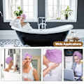 Miniatyrbild 2 av 5: 3-pack hårhandduksinpackning, mikrofiberhårhandduk med knapp Supersnabbabsorberande anti-frizz snabbtorkande hårkappor Twist turban för flickor och kvinnor
