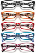 5-pack Blue Light Blocking Reading Glasses with Spring Hinges, Computer Glasses with Anti-Glare and UV Protection, Lightweight Reading Glasses for 2.5x