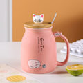 Miniatyrbild 2 av 5: Frukostmugg Present till Vänner Katt Kaffe Mugg Kanin Te Koppen med Lock Sked Purple Purple