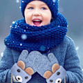 Miniatyrbild 3 av 5: Barn Fleece Fodrade Stickade Vantar för Baby Toddler Pojkar Flickor Vinterhandskar Stickade Tjocka Termiska Handskar blå