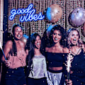 Miniatyrbild 4 av 5: Blå neon skylt med texten \"Good Vibes\" - LED-skyltar för väggdekoration, neonljus för sovrum, neonväggskyltar (16,1 x 8,3 tum)
