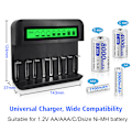 Miniatyrbild 3 av 5: LCD Universal Batteriladdare - 8 Fack AA /AAA /C /D Batteriladdare för Uppladdningsbara