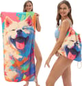 2-in-1 Foldable Beach Towel Backpack - Camping Yoga & Travel Built-in Storage for Printed Bath Towels