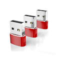 Miniatyrbild 1 av 5: USB till USB C-adapter, USBC hona till A hane OTG-laddare typ C-omvandlare för Apple Watch Ultra iWatch 7 8 9 10, iPhone , Plus Pro Max, AirPods 3 Red 3pc