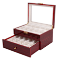 Miniatyrbild 1 av 6: Watchbox Klockbox i trä för 20 klockor med fönster