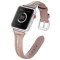 Miniatyrbild 1 av 5: Läderklockarmband, Kompatibelt med Apple Watch, Kornläderband Smalt & Tunt Ersättningsarmband för iWatch Serie 5 4 3 2 1 38-40mm Svart