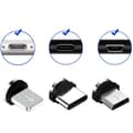 Miniatyrbilde 4 av 8: Magnetisk 3-i-1 Ladekabel USB/Micro/Type-C/Lightning 1m Svart black