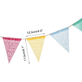 Miniatyrbild 4 av 5: 12 Multicolor Flaggor Imiterade Jutesäckväv Vimpel Banner Pastell Regnbåge Dekor Tyg Triangel Flagga för Fest Födelsedag Bröllop Barnrum Klassrum