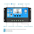 Miniatyrbild 3 av 5: Solcellsladdningsregulator 30A - 100A PWM Solpanel Regulator 12V/24V Med USB; Solcellsladdningsregulator 30A 10A 20A PWM Solcellsladdningsregulator Daul
