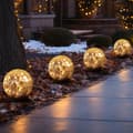 Solcellekulelys Utendørs Vanntett - Solcellekule - Solcellehagelys - Utendørs Solcellekule 4-pakning Sprekkglasskule for Plen Terrasse Hage
