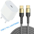 Miniatyrbild 1 av 4: 2 Meter + USB-adapter 20W USB-C lightning-kabel Laddare 1st Adapter - 1st Sladd 1st Adapter - 1st Sladd