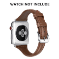 Miniatyrbild 2 av 5: Läderband kompatibelt med Apple Watch, läderklocka tunt armband för iWatch Series 5/4/3/2/1 38-40mm svart