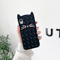 Miniatyrbild 2 av 3: Gult Hjärta Kattfodral för iPhone 11 Cartoon Rolig Kawaii Söt Silikonfodral Fidget Unik Design Estetisk för Flickor Pojkar Barn Fodral (för