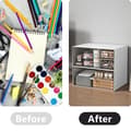 Miniatyrbild 5 av 6: 3-Tier Stackable Desk Organizer, White Plastic Storage Drawers with Multiple Compartments for Office Supplies, Makeup, and Bathroom Organization White