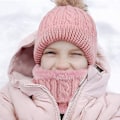 Miniatyrbild 3 av 5: Barnmössa Handskar Halsduk Set för Flickor Pojkar, Vinter Varma Fleecefodrade beige