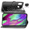 Miniatyrbild 4 av 6: Mandala läder Samsung Galaxy A40 fodral - Svart Svart