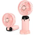Mini Portable USB Desk Fan, 5 Fan Speeds, Built-in USB Battery. Foldable Fan (Pink).