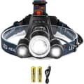 Oppladbar LED-hodelykt, 5000 lumen, supersterk T6 LED-hodelykt, vanntett hodelykt med 2 batterier, A