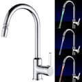 LED Chrome Kitchen Faucet Pull Out Spray Single Handle Swivel Spout