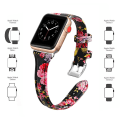 Miniatyrbild 4 av 5: Läderband kompatibelt med Apple Watch, tunt läderarmband för iWatch Series 5/4/3/2/1 38-40mm Svart