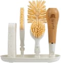 4-in-1 Kitchen Sink Brush Set, Bamboo Handle Grout Brush with Storage Holder, Replaceable Brush Heads and Cleaning Tools for Bottles, Dishes