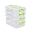 Stackable Storage Box Cosmetic Organizing Box for Playroom Countertop Office Green Handle