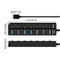 Miniatyrbild 2 av 5: USB 3.0 Hubb, Multi 7 Port USB Strömförsörjning med Oberoende Strömbrytare, Drivna USB 3.0 Hubb, Flera USB Portar för PC, Laptop, MacBook, Mac