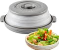Microwave Splatter Guard with Vented Design, Foldable with Handle and Base for Food Storage.