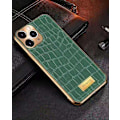 Miniatyrbild 1 av 5: iPhone 12 Skal äkta läder krokodilmönster guldpläterad hög lyx Green one size Green Green