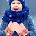 Miniatyrbild 3 av 5: Barn Fleece Fodrade Stickade Vantar för Baby Toddler Pojkar Flickor Vinterhandskar Stickade Tjocka Termiska Handskar blå
