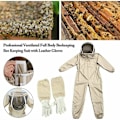 Miniatyrbild 3 av 5: Bi-dräkt - Professionell biodlingsdräkt med handskar, skyddande huvkläder för biodlare mot getingar, anti-getingutrustning, kaffefärg, storlek