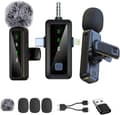 Wireless Lavalier Microphone - 3-in-1 Microphone - Mini Lavalier Microphone with Mute/Reverb/Noise Reduction Function - Suitable for iOS Android Phones