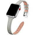 Miniatyrbild 1 av 5: Smalt läderband kompatibelt med Apple Watch Band 38 mm Grå med Silver Gray with Silver 38mm/40mm/41mm Gray with Silver 38mm/40mm/41mm