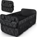 Foldable Trunk Organizer - High-Capacity Storage Box with 2 Compartments for Cars and Trucks (Black)